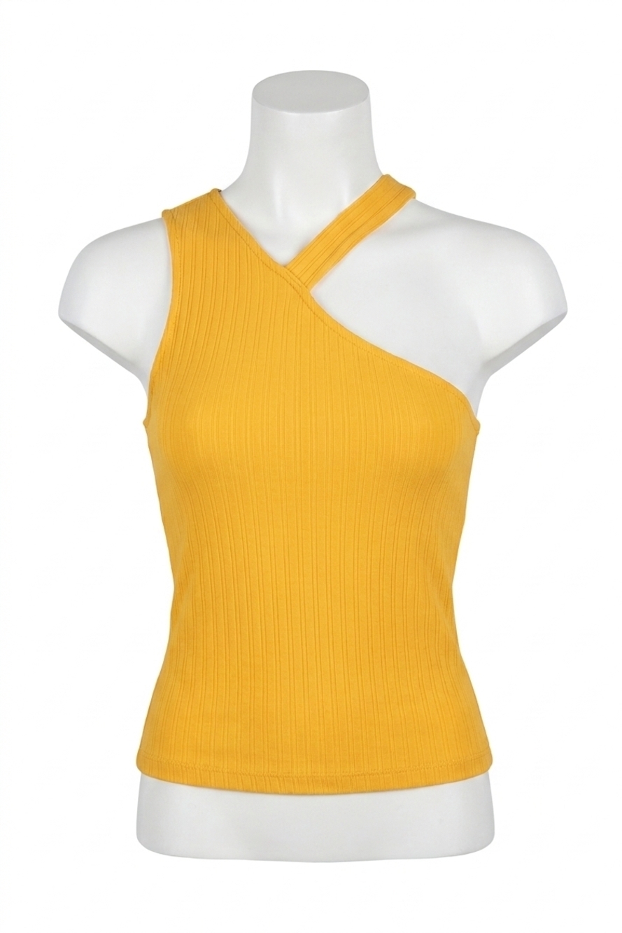 NEW LINE AND DOT stella ribbed cut out tank top in sunflower